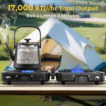 TrekkBlazer 2.0 - Dual Burner Portable Camping Butane/Propane Stove